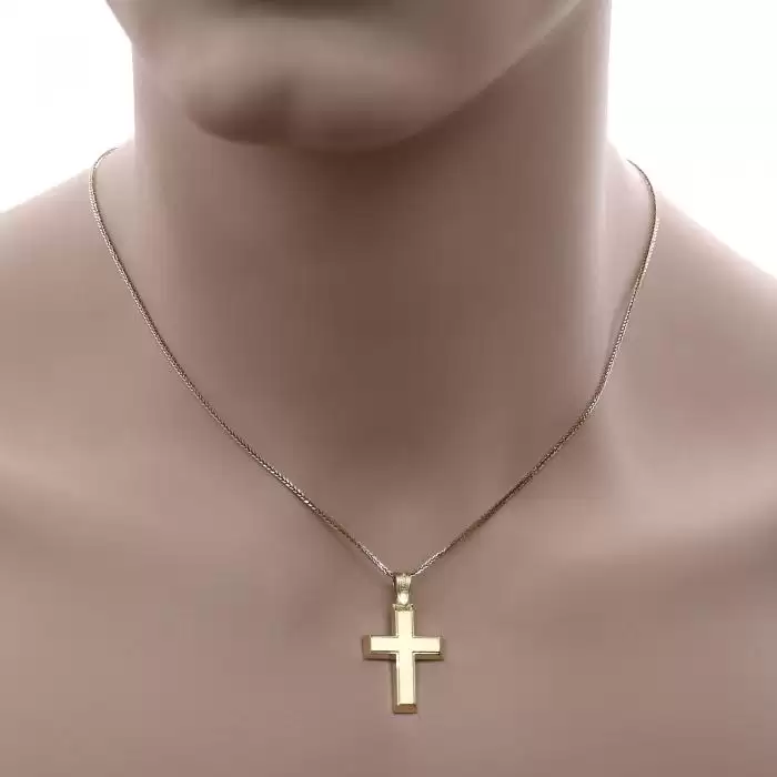 Σταυρός Τριάντος Χρυσός Κ14 με Λουστρέ & Σαγρέ Φινίρισμα SKU-52954