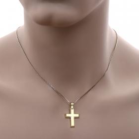 Σταυρός Τριάντος Χρυσός Κ14 με Λουστρέ & Σαγρέ Φινίρισμα SKU-52954