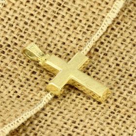 Σταυρός Τριάντος Χρυσός Κ14 με Λουστρέ & Σαγρέ Φινίρισμα SKU-52954
