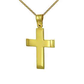 Σταυρός Ανδρικός Χρυσός Κ9 με Λουστρέ Φινίρισμα SKU-52806