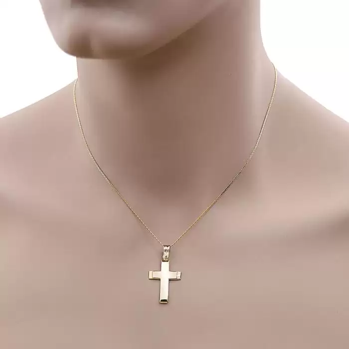 Σταυρός Ανδρικός Χρυσός Κ9 με Λουστρέ Φινίρισμα SKU-52806