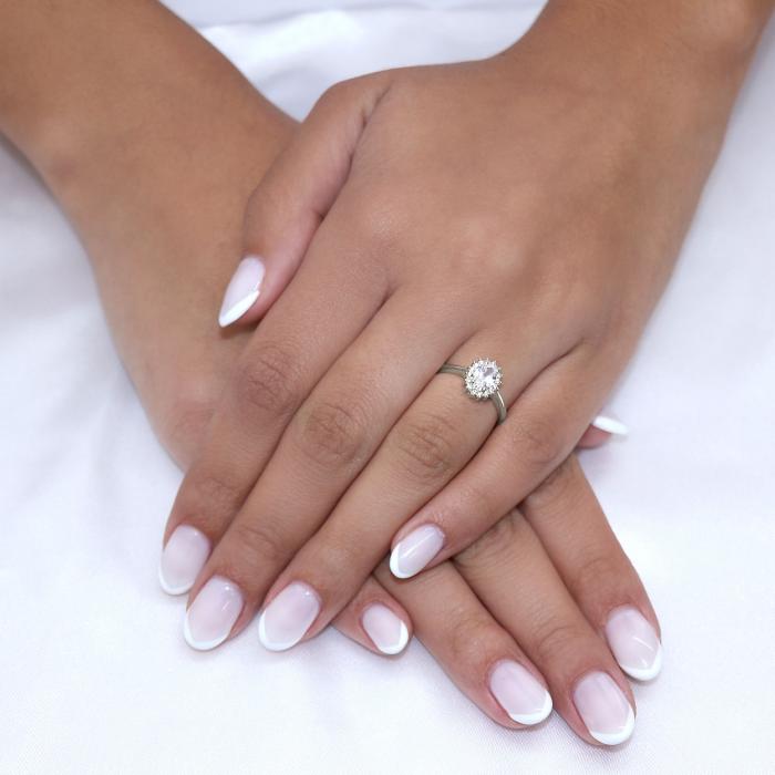 Δαχτυλίδι Ροζέτα Λευκόχρυσος Κ9 με Ζιργκόν