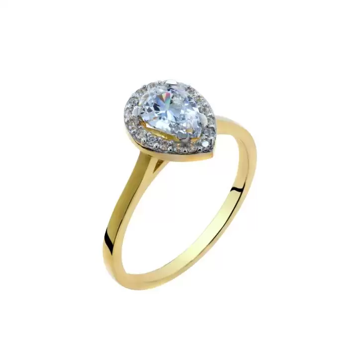 SKU-53459 / Δαχτυλίδι Ροζέτα Χρυσός Κ14 με Ζιργκόν	