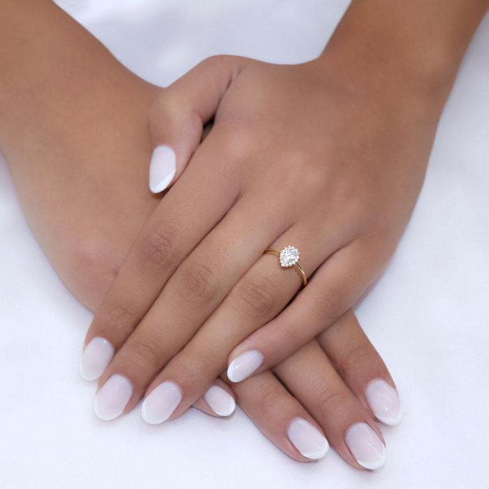 Δαχτυλίδι Ροζέτα Δάκρυ Χρυσός Κ14 με Ζιργκόν