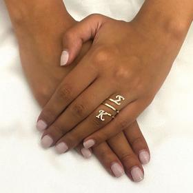 Δαχτυλίδι Μονογράμματα Χρυσός Κ14 με Λευκά Ζιργκόν SKU-53474