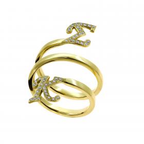 Δαχτυλίδι Μονογράμματα Χρυσός Κ14 με Λευκά Ζιργκόν SKU-53474