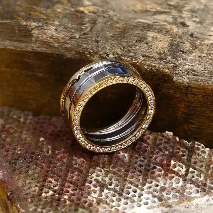 SKU-53533 / Δαχτυλίδι Λευκόχρυσος & Χρυσός Κ18 με Ζιργκόν