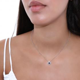 Κολιέ Ροζέτα Λευκόχρυσος Κ18 με Ζαφείρι & Διαμάντια SKU-53413