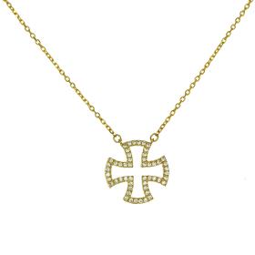 Κολιέ Σταυρός με Λευκά Ζιργκόν Ασήμι 925° SKU-53756