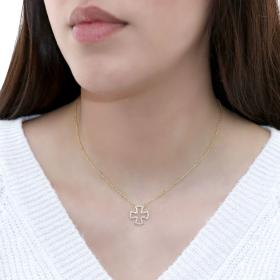 Κολιέ Σταυρός με Λευκά Ζιργκόν Ασήμι 925° SKU-53756