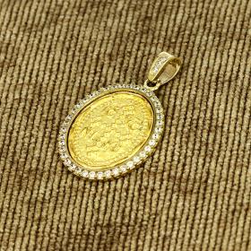 Κωνσταντινάτο Φυλαχτό Χρυσός Κ9 με Λευκά Ζιργκόν SKU-53363