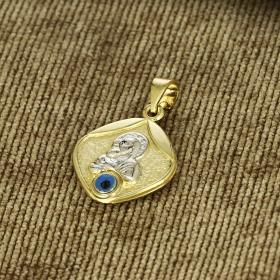 Κωνσταντινάτο Φυλαχτό Λευκόχρυσος & Χρυσός Κ9 Διπλής Όψεως SKU-53364