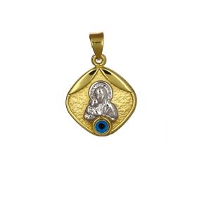 Κωνσταντινάτο Φυλαχτό Λευκόχρυσος & Χρυσός Κ9 Διπλής Όψεως SKU-53364