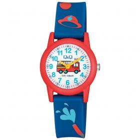 Παιδικό Ρολόι Q&Q Πυροσβεστικό Όχημα με Μπλέ Λουράκι | VR99J019Y SKU-53220