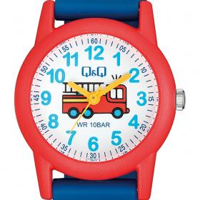 Παιδικό Ρολόι Q&Q Πυροσβεστικό Όχημα με Μπλέ Λουράκι | VR99J019Y SKU-53220