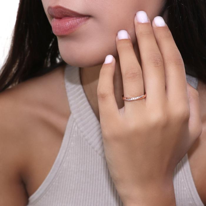Δαχτυλίδι Σειρέ Ροζ Χρυσός Κ14 με Διαμάντια
