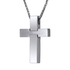 Σταυρός Ανδρικός Χειροποίητος Λευκόχρυσος Κ18 SKU-53158