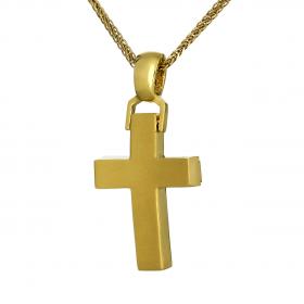 Σταυρός Ανδρικός Λευκόχρυσος & Χρυσός Κ14 σε Λιτό Σχεδιασμό SKU-53201