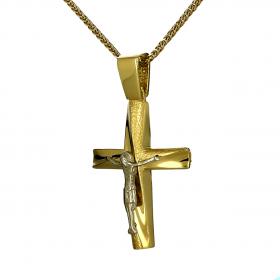 Ιδιαίτερος Σταυρός Ανδρικός Λευκόχρυσος & Χρυσός Κ14 SKU-53202