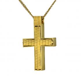 Ανδρικός Σταυρός Λευκόχρυσος & Χρυσός Κ14 με τον Εσταυρωμένο SKU-53205