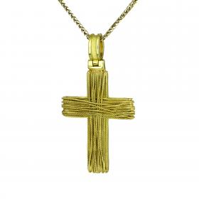Χειροποίητος Ανδρικός Σταυρός Συρματερός Χρυσός Κ14 SKU-53132