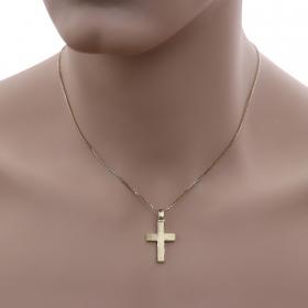 Σταυρός Ανδρικός και Γυναικείος Χρυσός Κ14 με Ματ Φινίρισμα SKU-53197