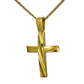 Διαχρονικός Γυναικείος και Ανδρικός Σταυρός Χρυσός Κ14 SKU-53199