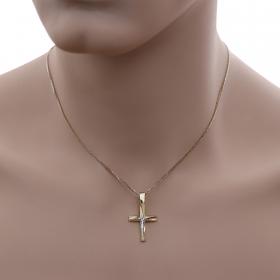 Ιδιαίτερος Σταυρός Ανδρικός Λευκόχρυσος & Χρυσός Κ14 SKU-53202