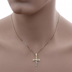 Σταυρός Λευκόχρυσος & Χρυσός Κ14 με Λουστρέ Φινίρισμα SKU-53204