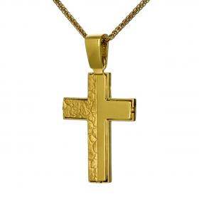 Μοντέρνος Γυναικείος και Ανδρικός Σταυρός Χρυσός Κ14 SKU-53198
