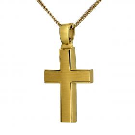 Σταυρός Ανδρικός και Γυναικείος Χρυσός Κ14 με Ματ Φινίρισμα SKU-53197