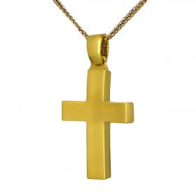 Σταυρός Ανδρικός και Γυναικείος Χρυσός Κ14 με Ματ Φινίρισμα SKU-53197