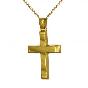 Σταυρός Ανδρικός Βάπτισης Χρυσός Κ14 Διπλής Όψης SKU-53290