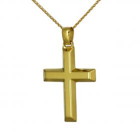 Ανδρικός Σταυρός Βάπτισης Χρυσός Κ14 σε Κλασικό Σχεδιασμό SKU-53291
