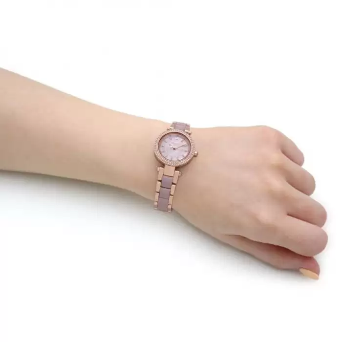 Ρολόι Γυναικείο MICHAEL KORS Parker με Κρύσταλλα & Δίχρωμο Μπρασελέ από Ανοξείδωτο Ατσάλι | MK6922 SKU-54938
