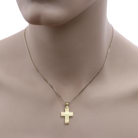 Ανδρικός Σταυρός Χρυσός Κ18 με Σαγρέ και Λουστρέ Φινίρισμα SKU-54319