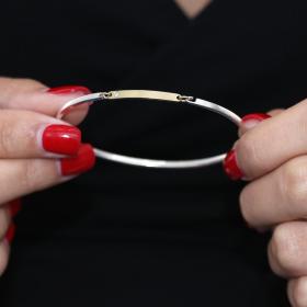 Βραχιόλι Χειροπέδα Ασήμι 925° & Χρυσός Κ9 με Ζιργκόν SKU-54869