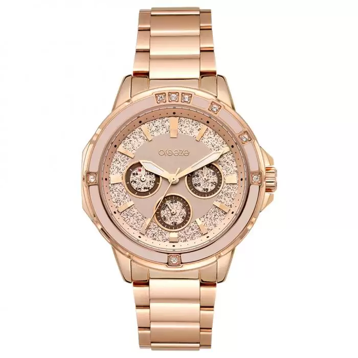 Ρολόι Γυναικείο BREEZE Illumina με Κρύσταλλα Swarovski & Ρόζ Χρυσό Μπρασελέ από Ανοξείδωτο Ατσάλι | 212241.4 SKU-54635