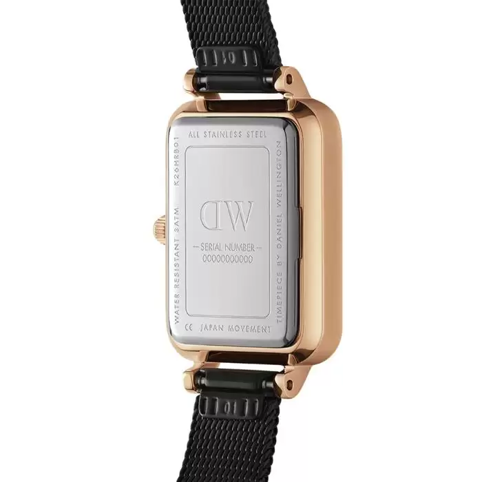 Γυναικείο Ρολόι DANIEL WELLINGTON Quadro με Μαύρο Μπρασελέ από Ανοξείδωτο Ατσάλι | DW00100433 SKU-54014