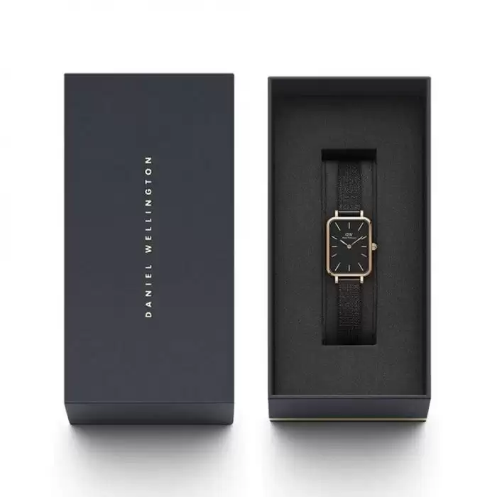 Γυναικείο Ρολόι DANIEL WELLINGTON Quadro με Μαύρο Μπρασελέ από Ανοξείδωτο Ατσάλι | DW00100433 SKU-54014