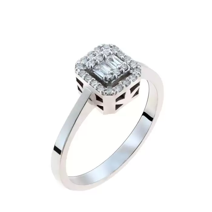 SKU-54055 / Δαχτυλίδι Λευκόχρυσος Κ18 με Διαμάντια