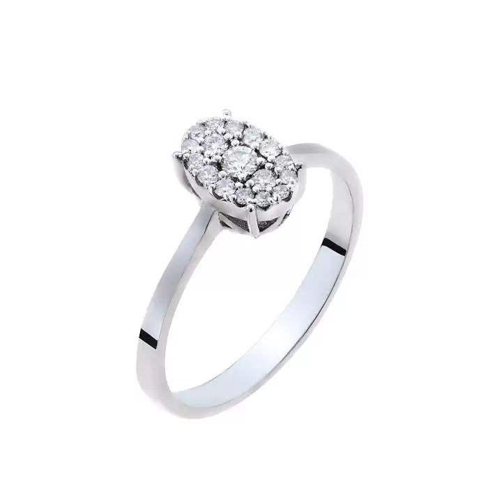 SKU-54067 / Δαχτυλίδι Λευκόχρυσος Κ18 με Διαμάντια