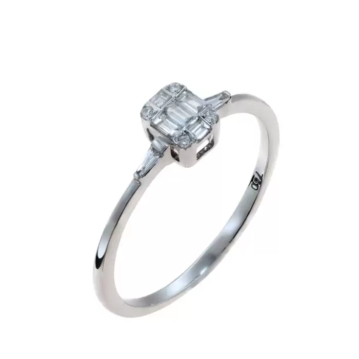 SKU-54068 / Δαχτυλίδι Λευκόχρυσος Κ18 με Διαμάντια