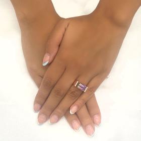 Δαχτυλίδι Ροζ Χρυσός Κ18 με Αμέθυστο & Διαμάντια SKU-54237