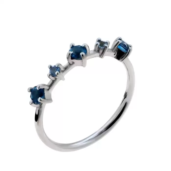SKU-54201 / Δαχτυλίδι Λευκόχρυσος Κ18 με Aquamarine & London Blue Topaz