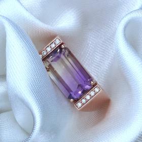 Δαχτυλίδι Ροζ Χρυσός Κ18 με Αμέθυστο & Διαμάντια SKU-54237