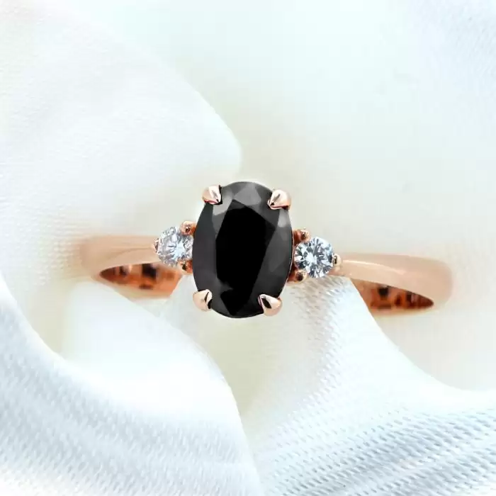 SKU-54333 / Δαχτυλίδι Ροζ Χρυσός Κ18 με Μαύρο Διαμάντι