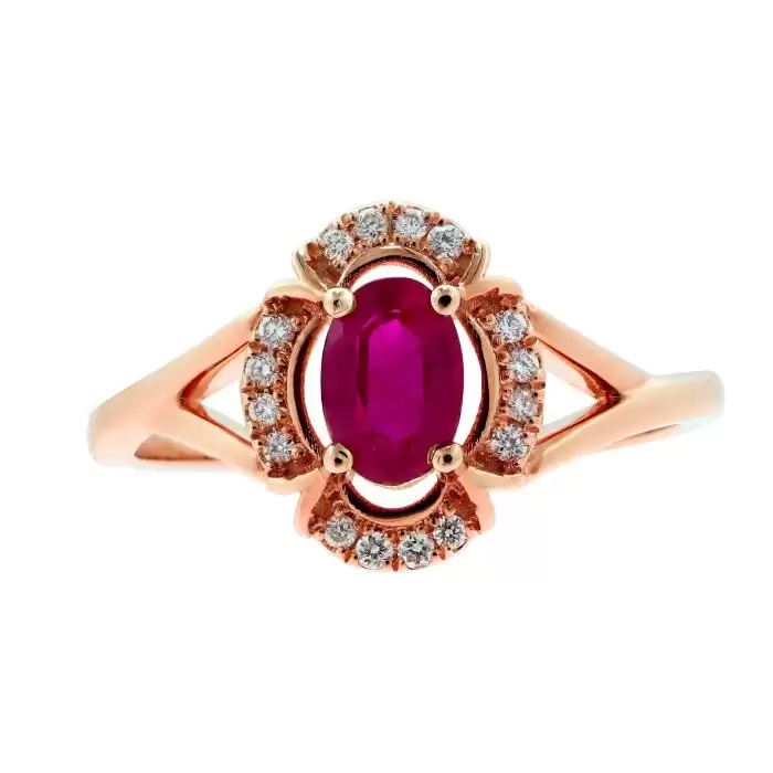 SKU-54339 / Δαχτυλίδι Ροζ Χρυσός Κ18 με Ρουμπίνι & Διαμάντια