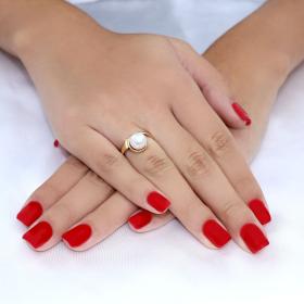 Κλασικό Δαχτυλίδι Χρυσός Κ14 με Μαργαριτάρι SKU-54570