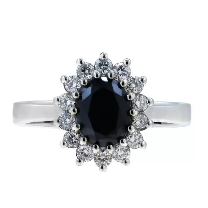 SKU-54683 / Δαχτυλίδι Λευκόχρυσος Κ18 με Μαύρο Διαμάντι & Λευκά Διαμάντια